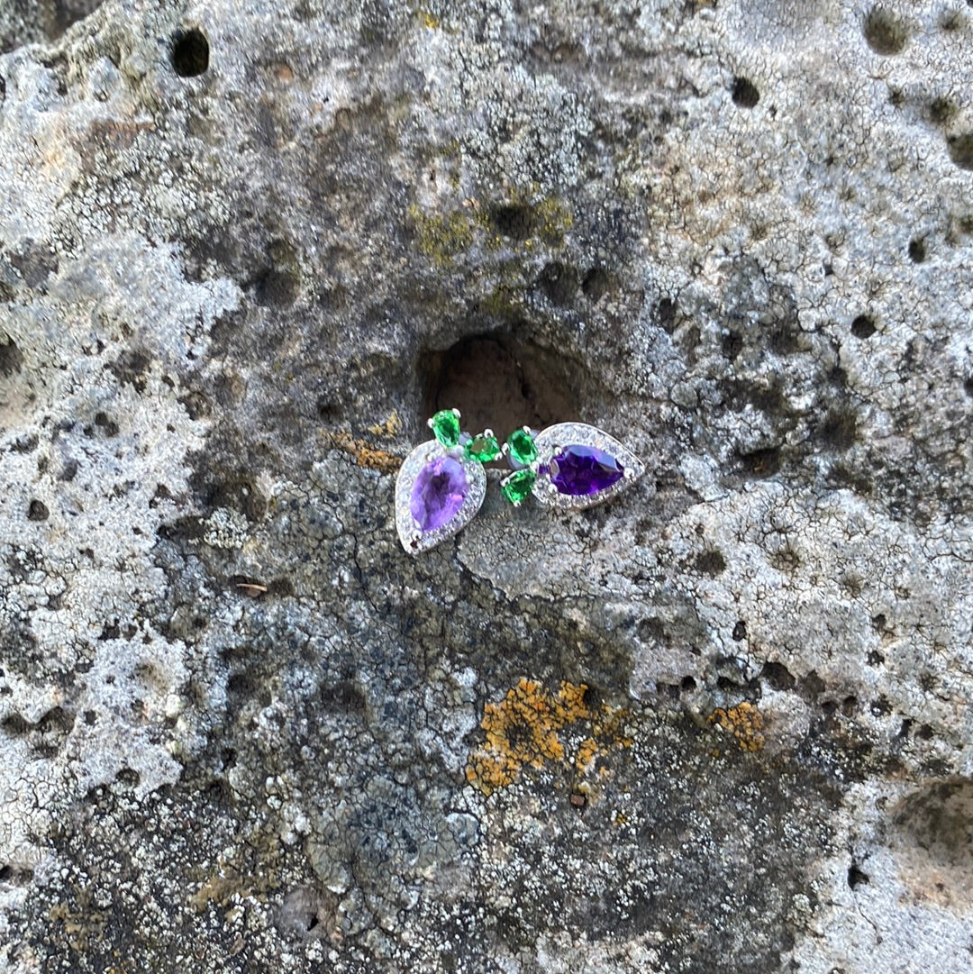 Tear drop earrings purple