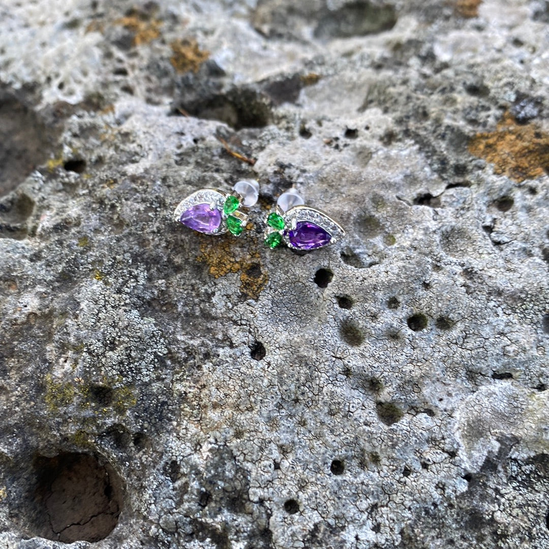 Tear drop earrings purple