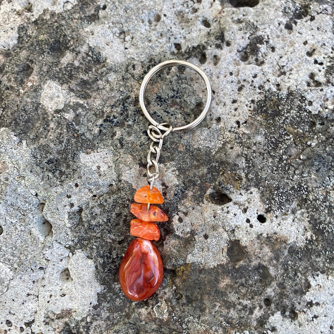 Keychain crystal tumble stone