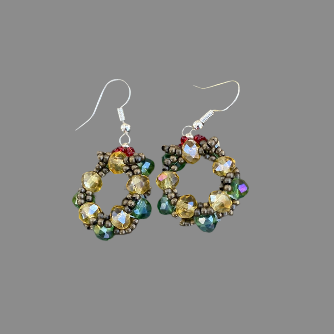 Wreath earrings 4mm beads