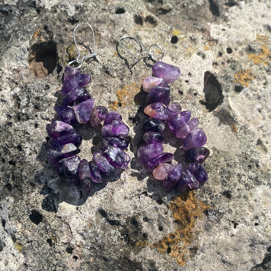 Natural Amethyst tear drop earrings